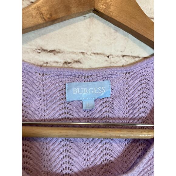 Burgess Top Women Large Silk Blend Lavender Open Knit Beachy Coquette Soft Girl - Picture 2 of 11